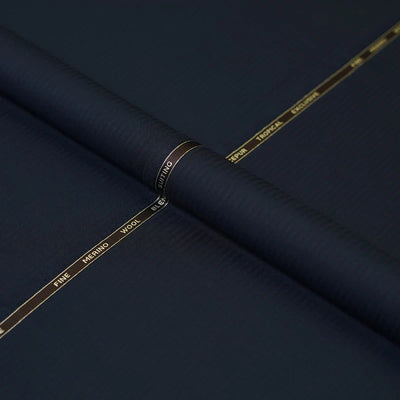 Premium Wool Fabric, Navy Blue Self Stripes, Wool Blend